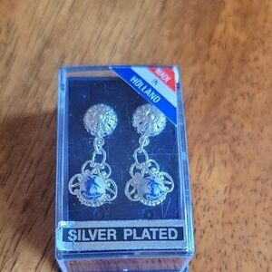 New Holland Windmill Silver Plated Hanging Earrings